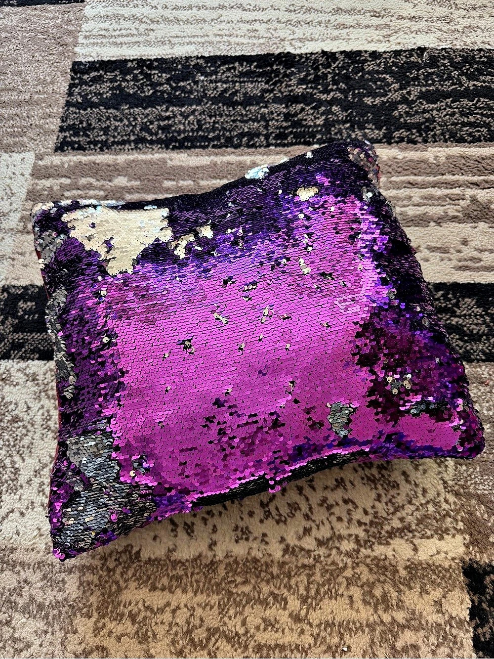 Reversible Sequin Accent Pillow in Purple & Pink